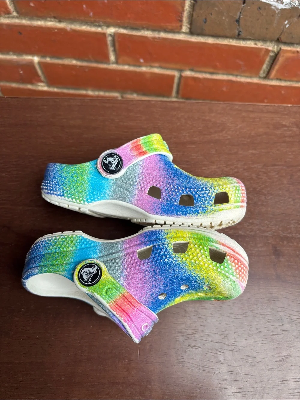 CROCS Kids Tie-Dye Slip-On Clogs in Rainbow Colors
